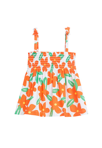 tween girls halter top in large orange floral pattern