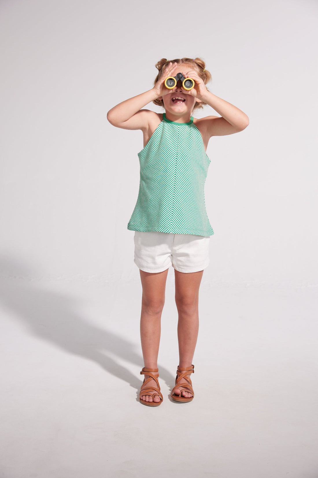 tween girls kelly green and white striped halter tank