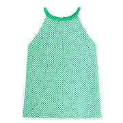 tween girls kelly green and white striped halter tank