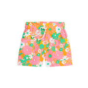 tween girls drawstring shorts with pockets in retro floral print 