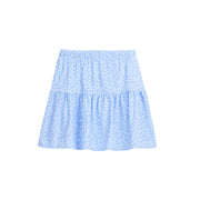 tween girls periwinkle and white floral pattern tiered skirt