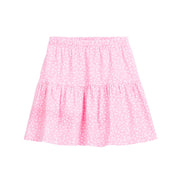tween girls pink and white floral pattern tiered skirt 