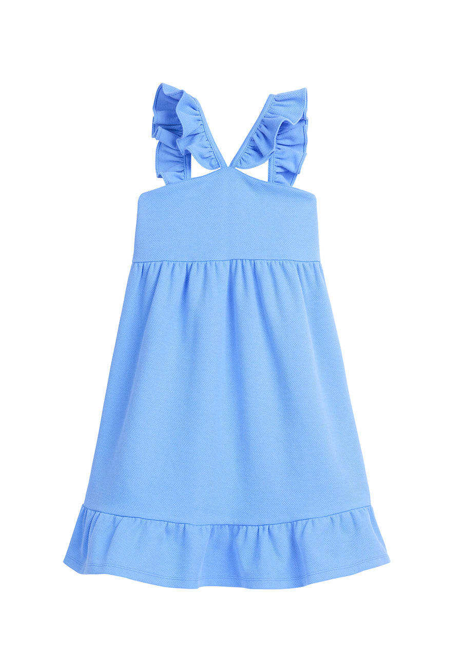 tween girls blue strappy dress with ruffles 