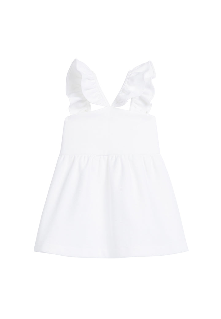 tween girls white pique top with ruffled sleeves