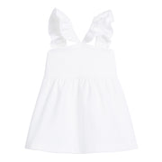 tween girls white pique top with ruffled sleeves