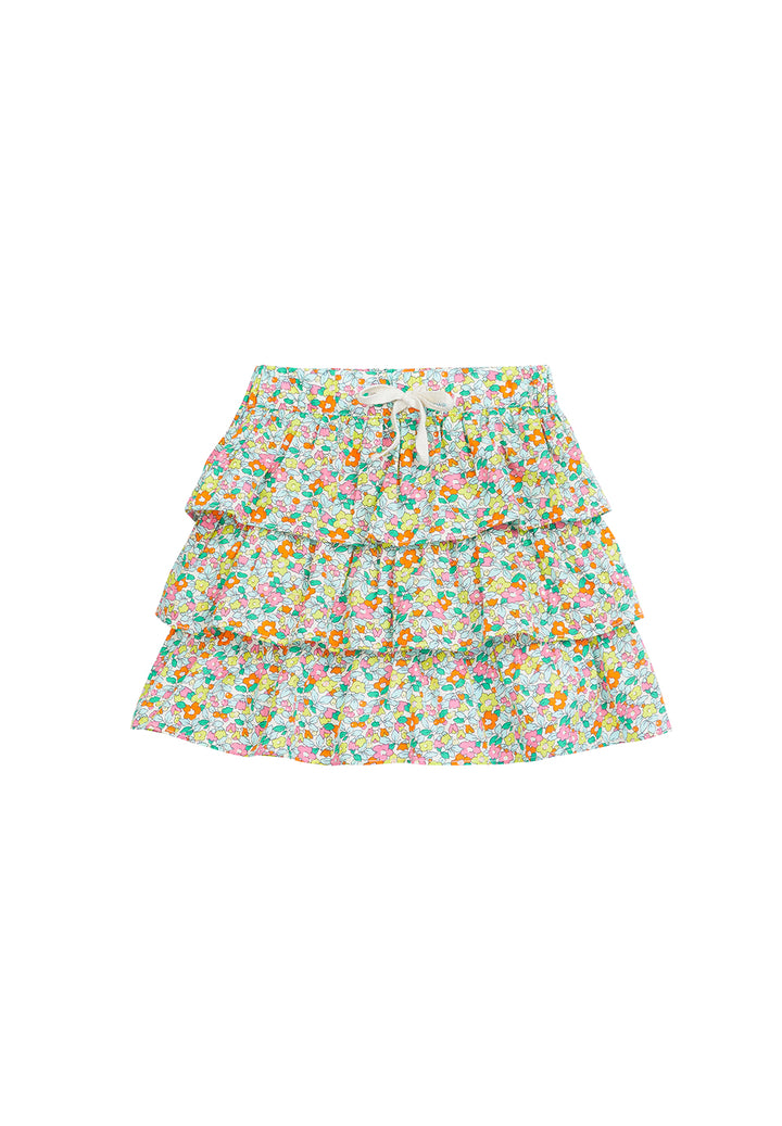 girls tween tiered mini skort in bright floral pattern 