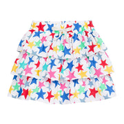 tween girls tiered mini skort in bright star pattern