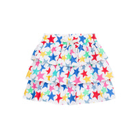 tween girls tiered mini skort in bright star pattern