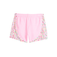 tween girls pink track shorts with floral detail on the sides
