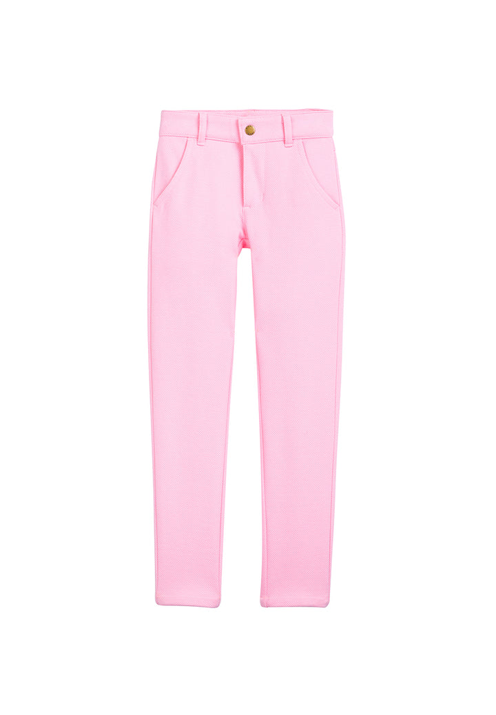girls tween pink pique pants with pockets 