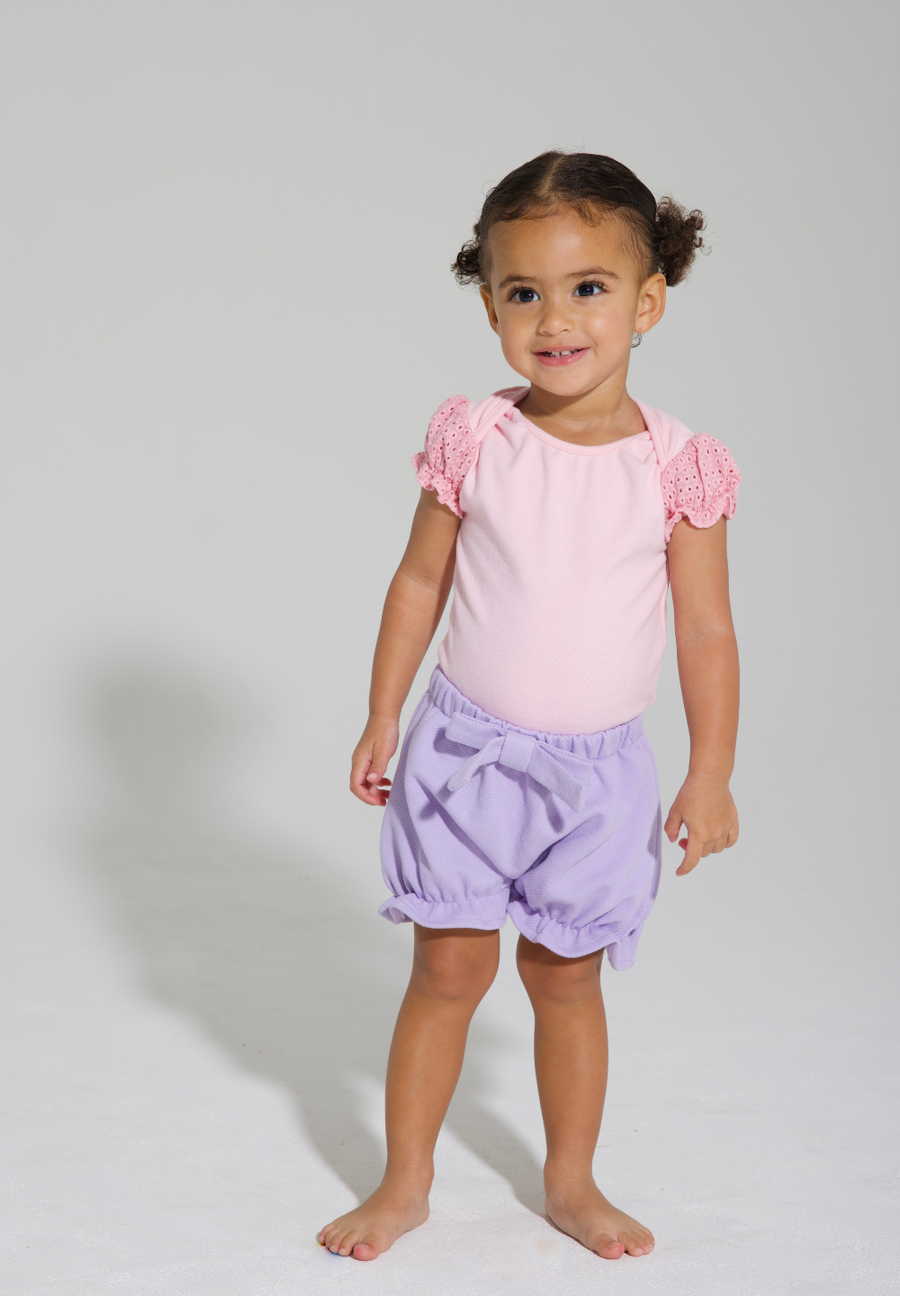 baby girl lilac pique bloomers with front bow