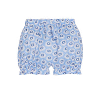 baby girl bloomers in a light blue floral pattern with front bow