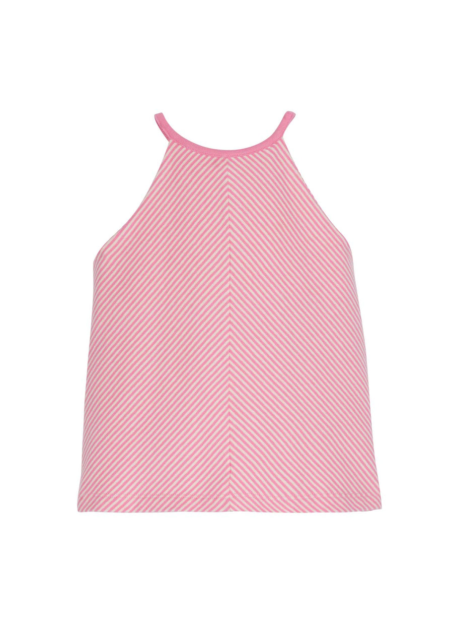 tween girls pink and white striped halter tank