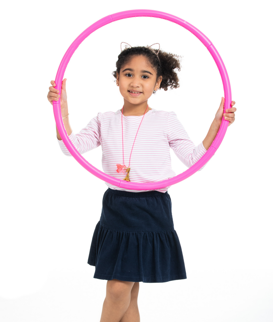 pink and white striped three quarter sleeve t-shirt for girls and tweens