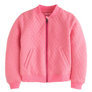 pink cotton zip up jacket with pockets for tweens