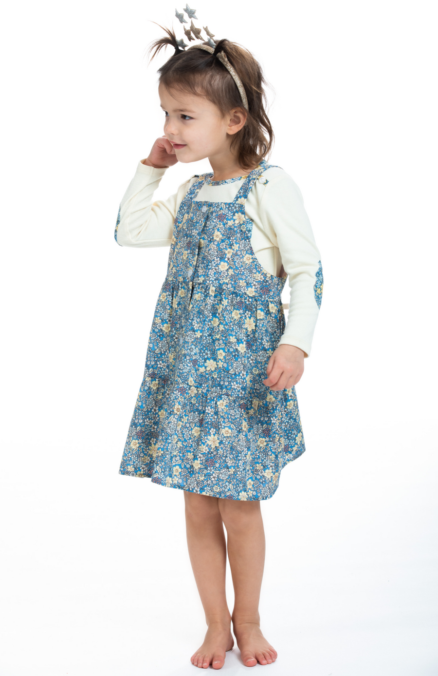 Blue Floral tiered jumper for girls