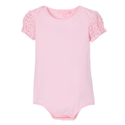 Contrast Sleeve Onesie - Pink Eyelet