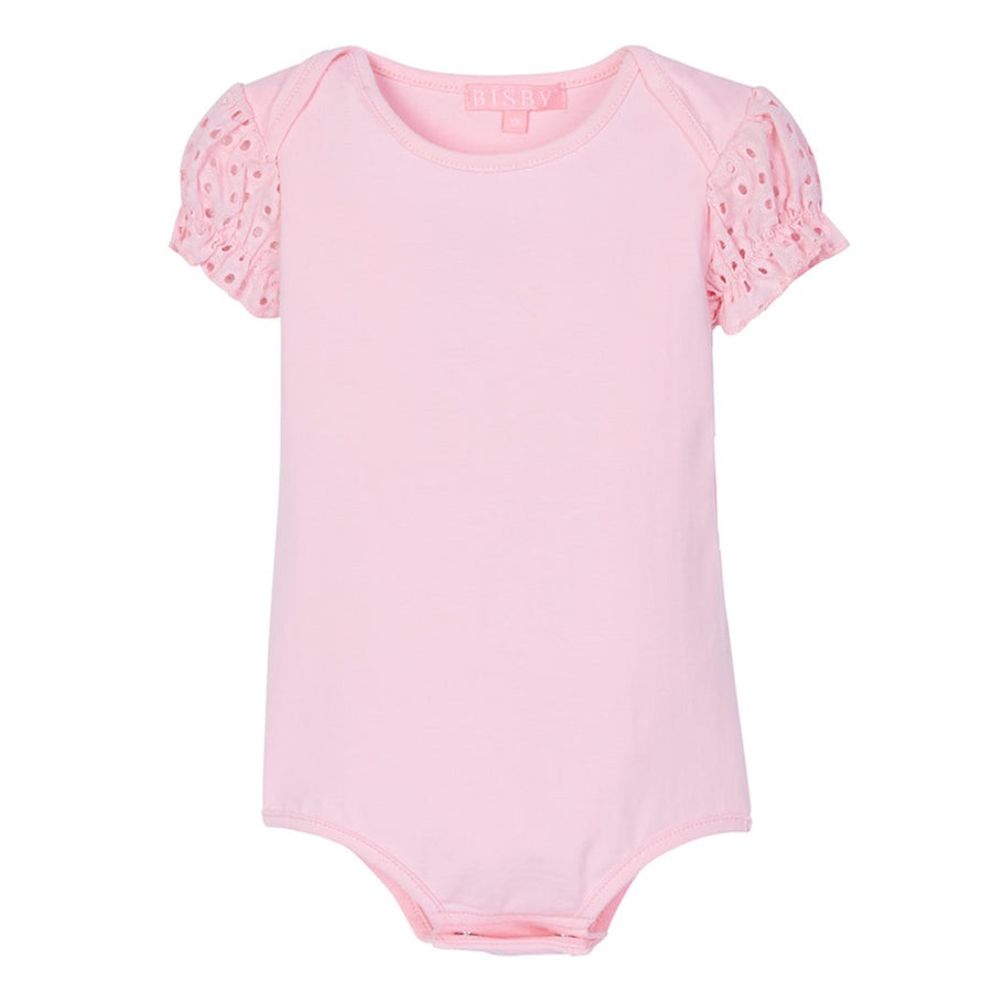 Contrast Sleeve Onesie - Pink Eyelet