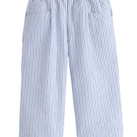 BISBY girls palazzo pants with cinched waistband and blue sparkle thread 