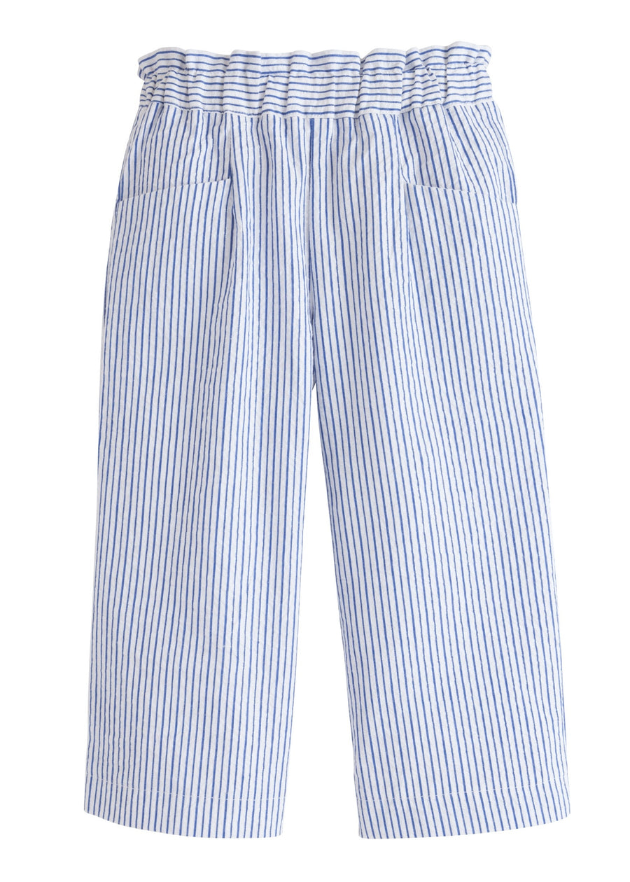 BISBY girls palazzo pants with cinched waistband and blue sparkle thread 