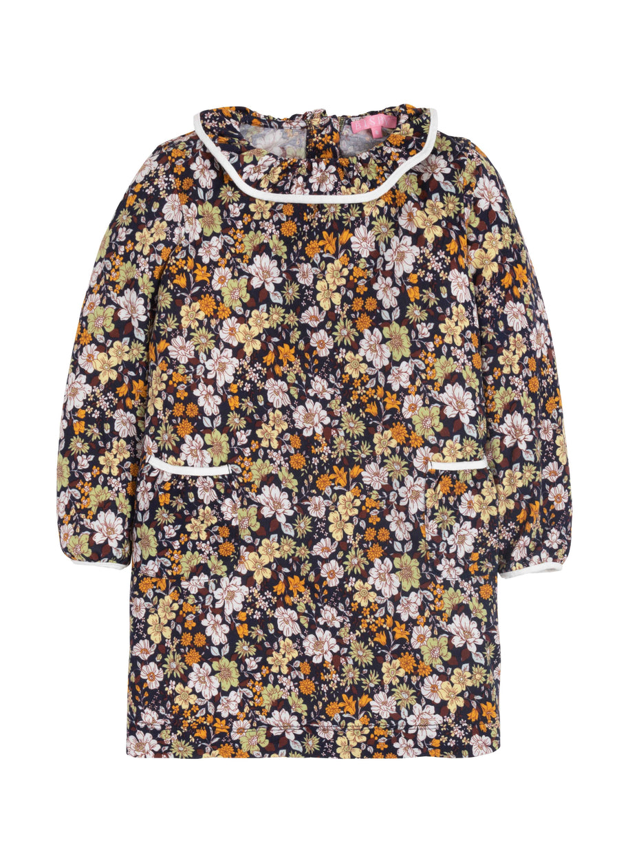 Caroline Dress - Navy Retro Floral