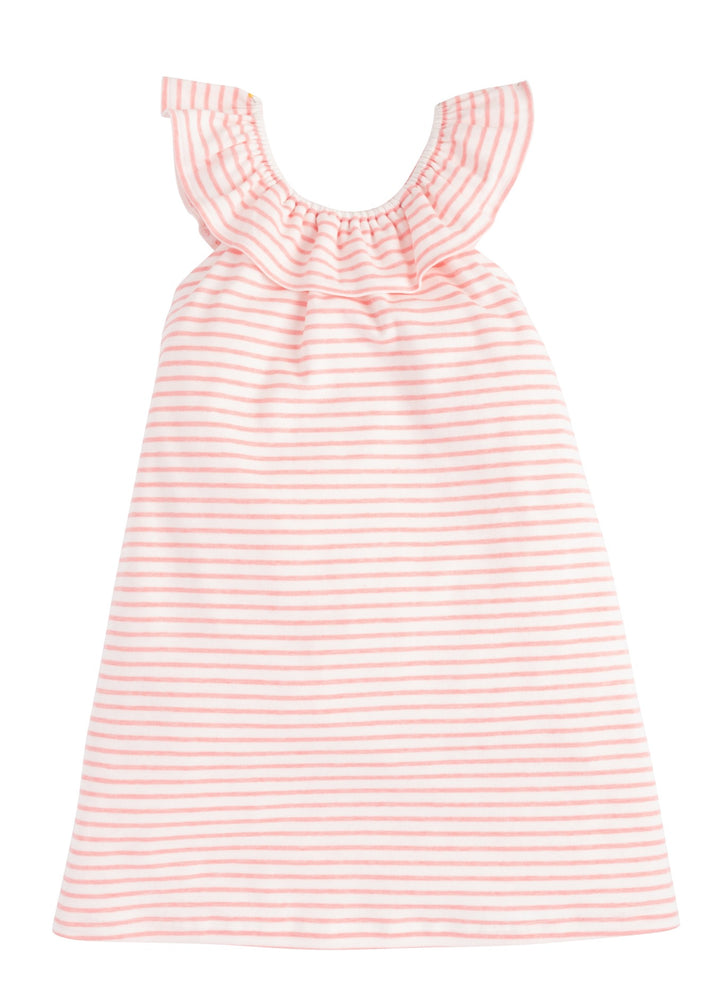 pink striped knit ruffle a-line dress for girls and tweens by BISBY