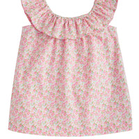 BISBY ruffled tank in pink and light blue floral pattern