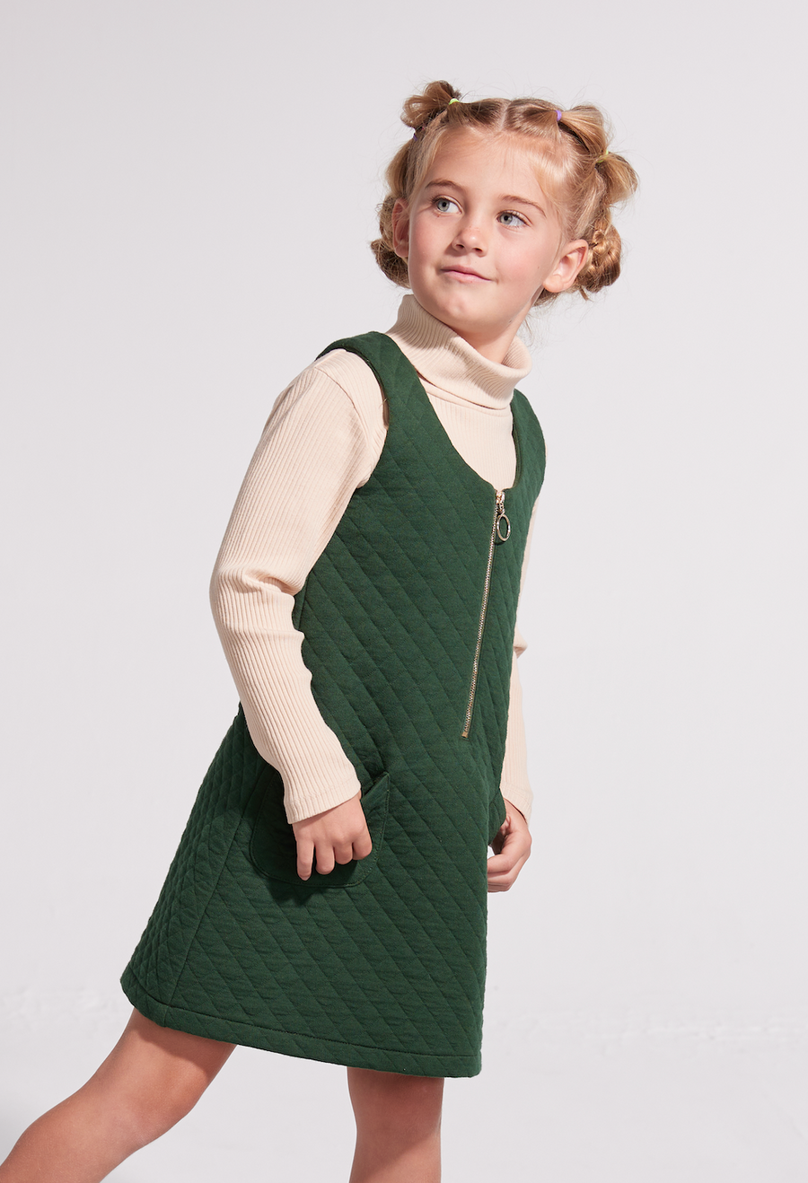 girls tween clothing quilted zip up jumper in emerald green