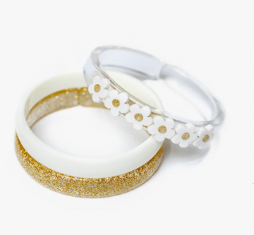 Gold Flower Power Bangles - Set of 3