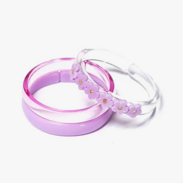 Lilac Flower Power Bangles - Set of 3