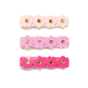 Hair Clips - Pink Fresh Flowers - Set of 3