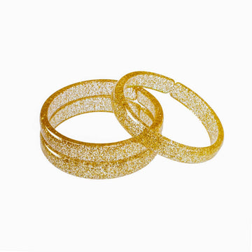 Gold Glitter Bangles - Set of 3